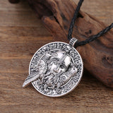 Odin's and Crow Runic Viking Pendant Necklace