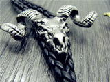 Chain Sheep Head Leather Necklace Long Tie Pendant