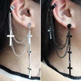 Retro Cross Earrings Multi-Layer Tassel