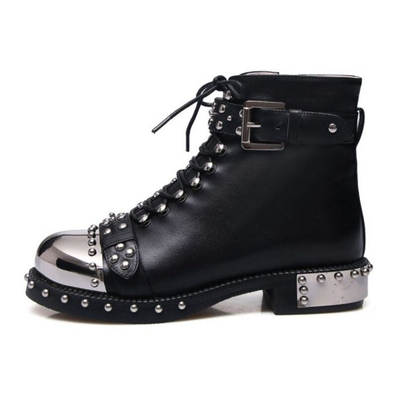 Rivet Round Toe Shoes Boots