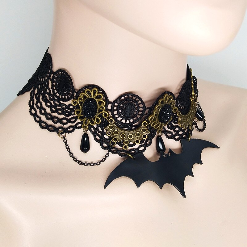 Handmade Bat Lace Choker Necklace