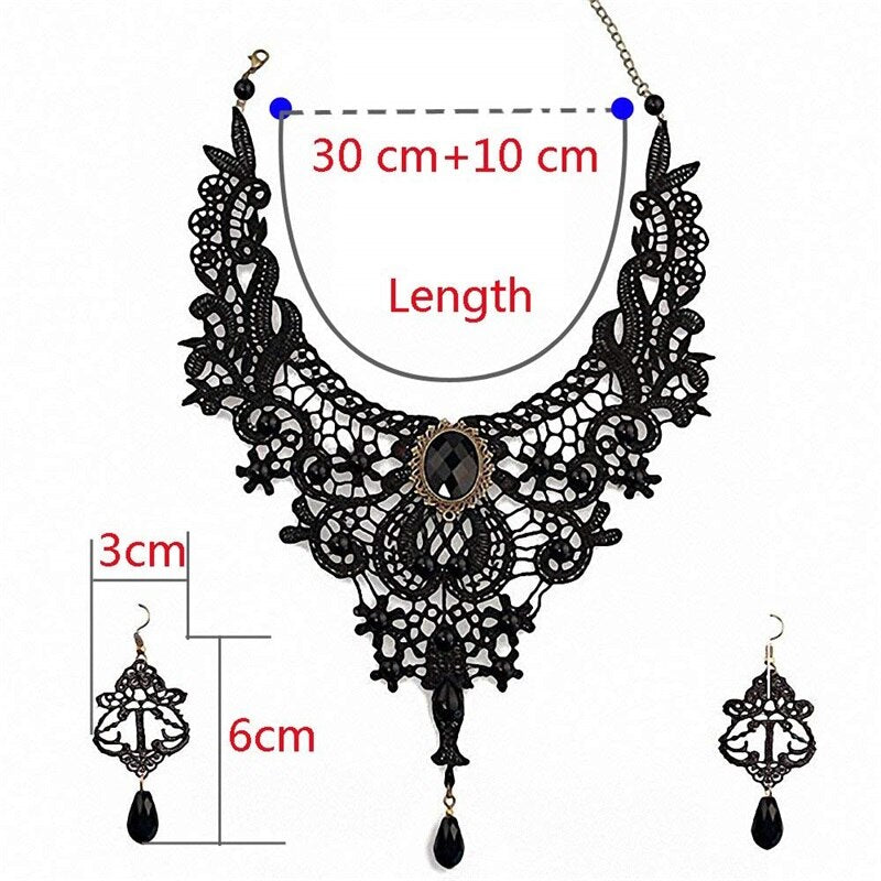 Handmade Exaggerated Black Lace Necklace