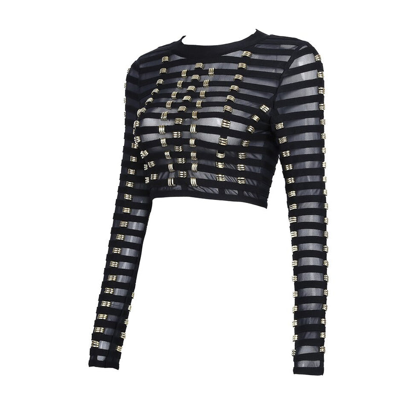 O Neck Sequin Bandage Tops