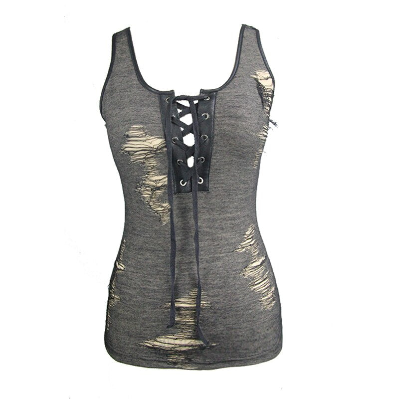 Punk Sexy Tank Tops Hollow Out
