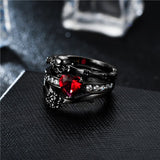 Black Red Wedding Jewelry 2PCS Rings