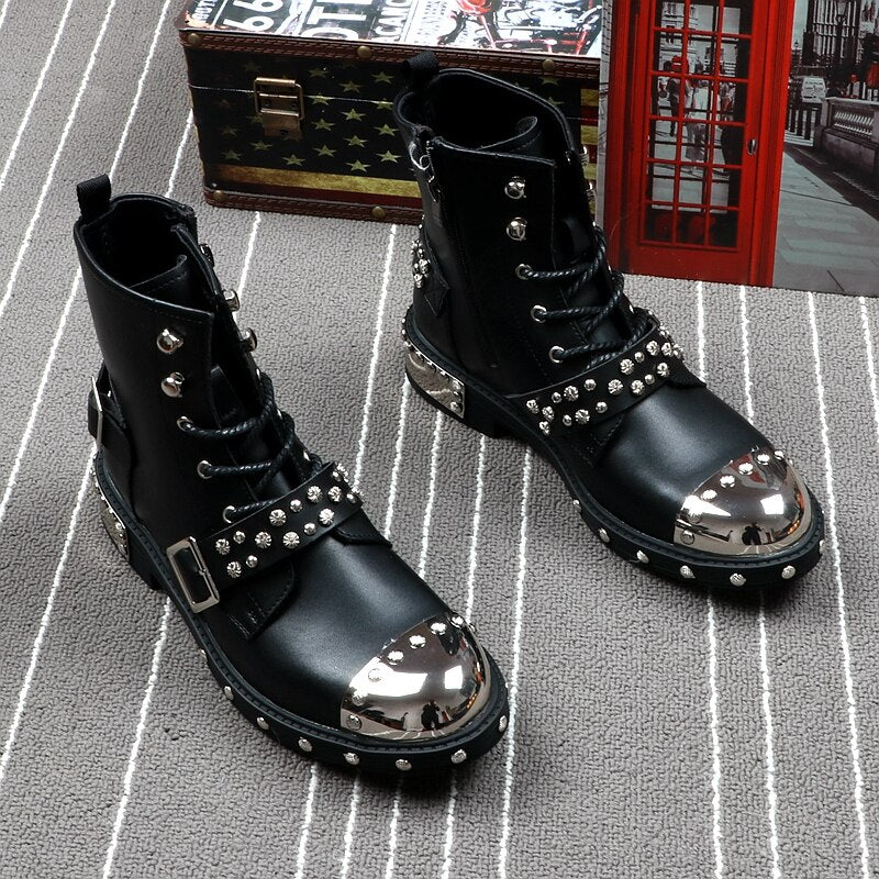 Men Fashion Ankle Rivets Boots