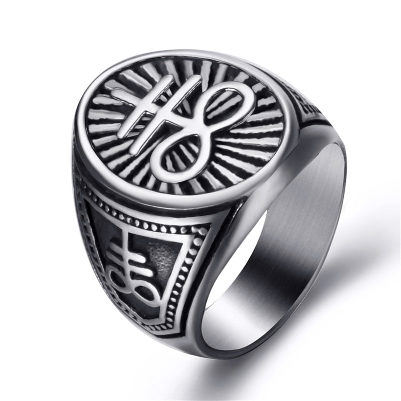 Satanic Ring Symbol Cross Devil