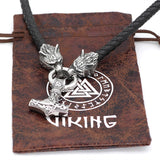 Viking Nordic Celtic Wolf Mjolnir Hammer Necklace