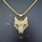 Stainless Steel Viking Wolf Head Pendant Necklace