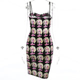 Mini Dress Women Gothic Straps Sleeveless