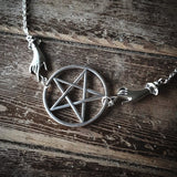 Silver Tone Pagan Necklace Pentagram Gothic