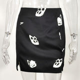 Gothic Black Mini Skirts Reflective Butterfly