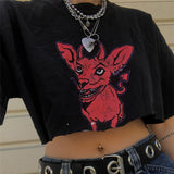 Red Dog Women Crop Tops T-shirt