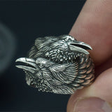 Viking Men Two Entwined Ravens Ring