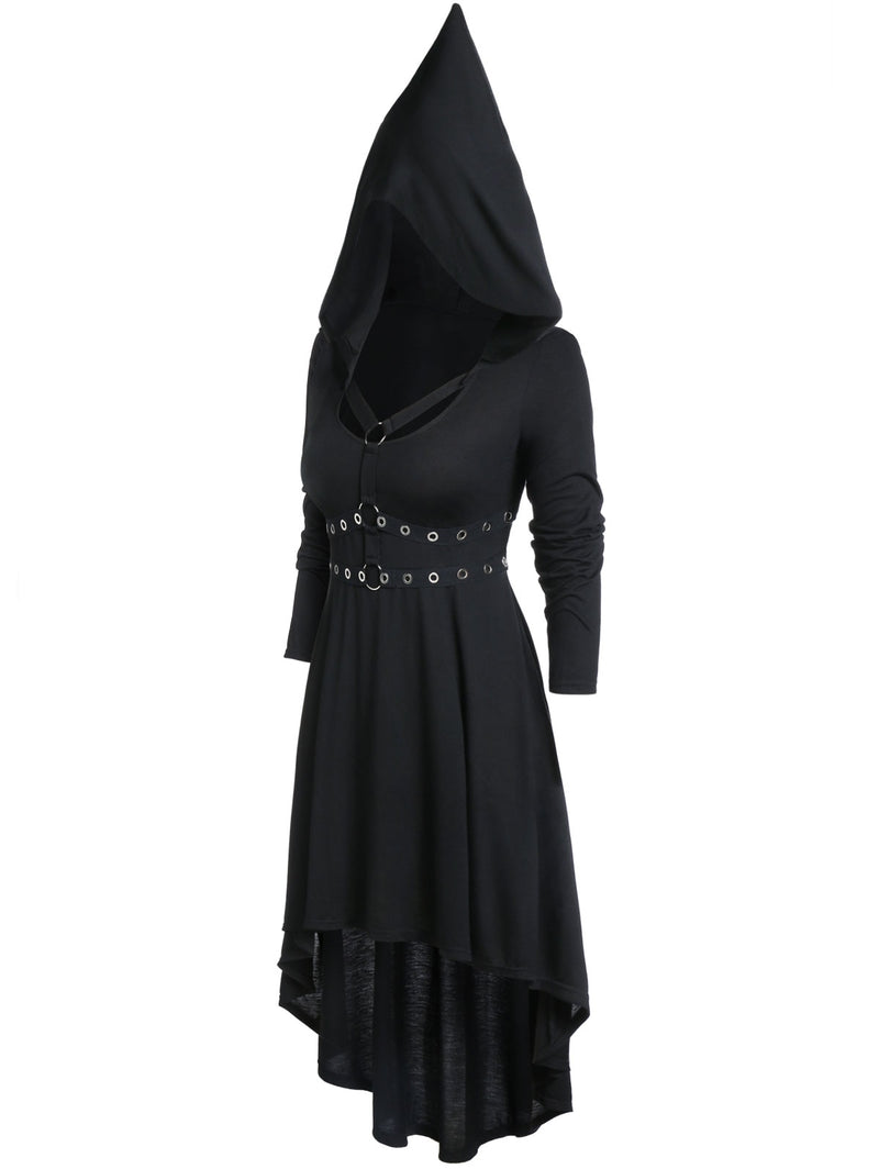 Vintage Hooded High Women Dress