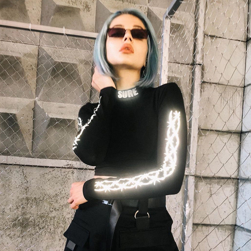 Long Sleeve Crop Top Reflective