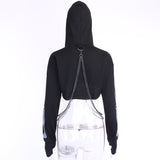 Gothic Reflective Hoodies Skeleton Print Vintage