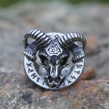 Stainless Steel Skull Goat Viking Ring