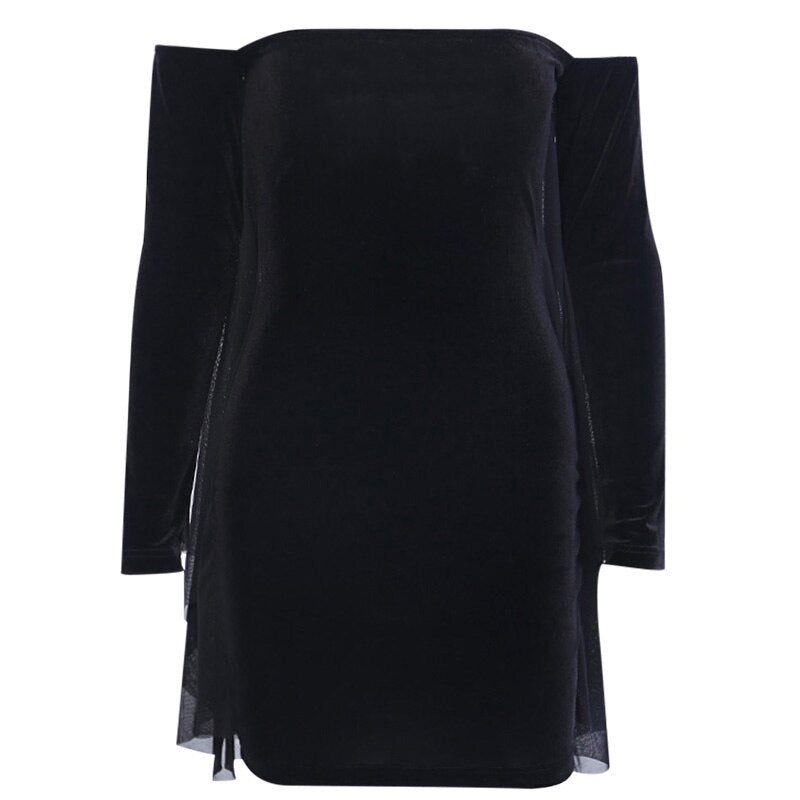 Sexy Shoulder Bodycon Dress Long Sleeve Vintage Party