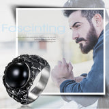 Retro Vintage Gothic Black Stainless Steel Rings - A2255800851401430
