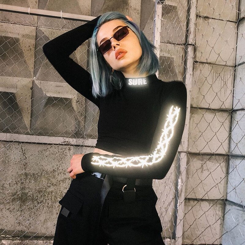 Long Sleeve Crop Top Reflective