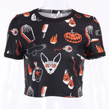 Halloween Pumpkin Print Gothic T-Shirt