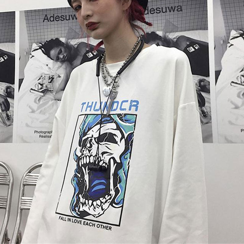 T-shirt Skull Printed Long Sleeve