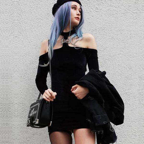 Off Shoulder Long Sleeve Mini Dress