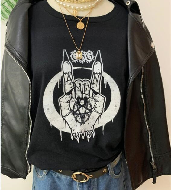 Devils Hands Funny Printed T-Shirt