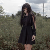 Gothic Flare Long Sleeve Slash Neck Slim Dress