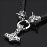 Viking Nordic Celtic Wolf Mjolnir Hammer Necklace