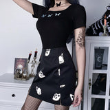 Gothic Black Mini Skirts Reflective Butterfly