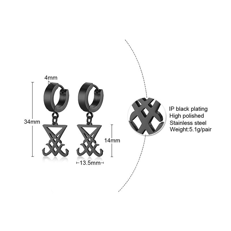 Earrings Sigil Of Lucifer Satanic Symbol