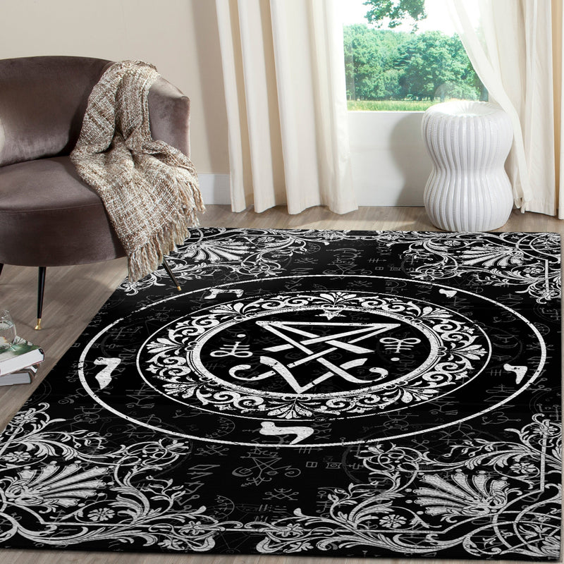 Satanic Leviathan Occult Boho Area Rug