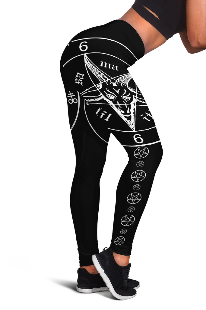 Satanic Pentagram Black Printed Leggings