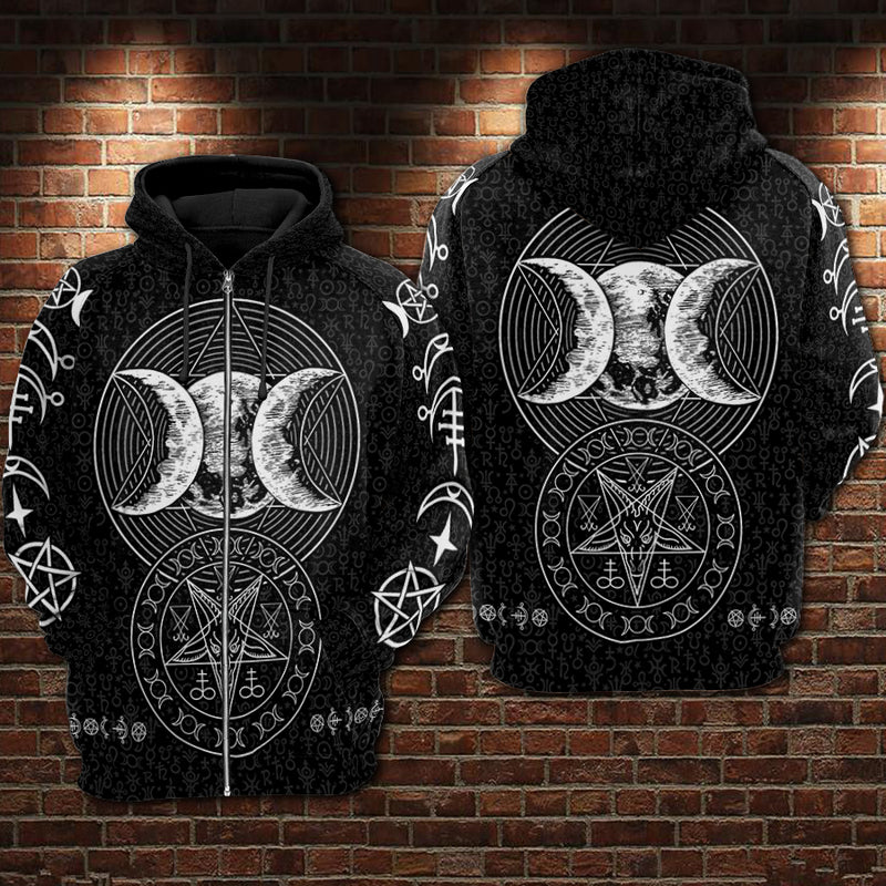Triple Moon Hoodie Raglan Sleeve Zip-up