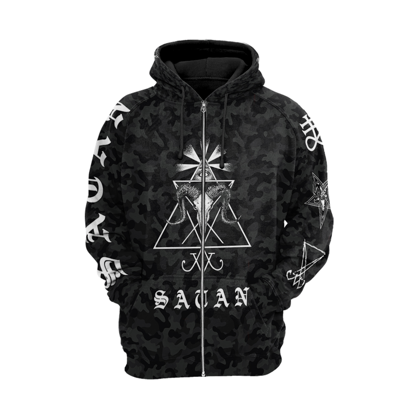 Satan Hoodie Raglan Sleeve Zip-up