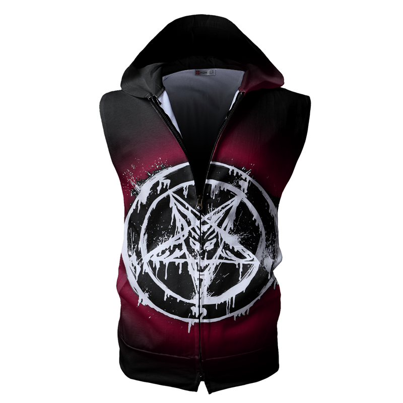 Satanic Zip-up Sleeveless Hoodie