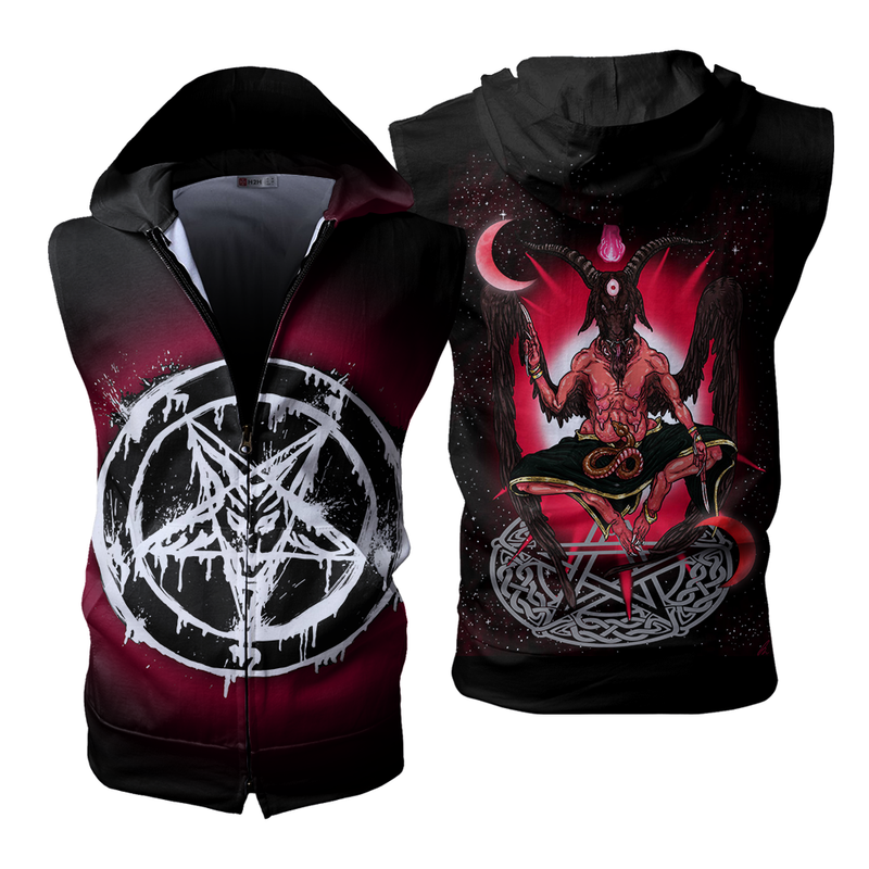 Satanic Zip-up Sleeveless Hoodie