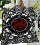 Red Baphomet Quilt Blanket