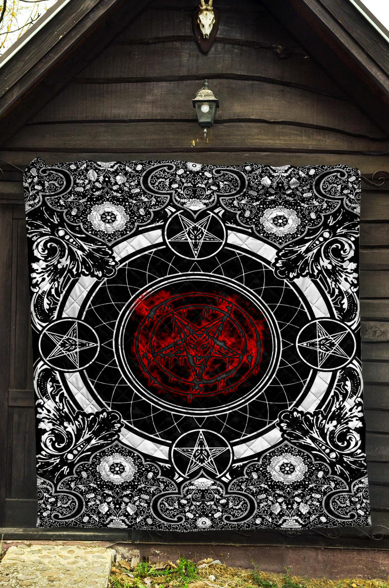 Red Baphomet Quilt Blanket