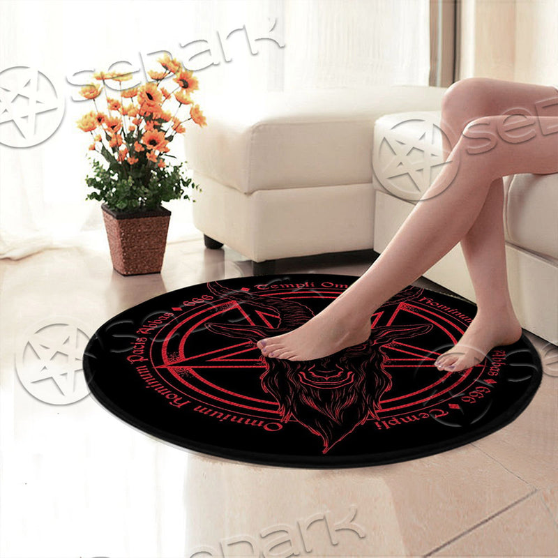 Satan Latin Inscription Round Carpet