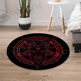 Satan Latin Inscription Round Carpet