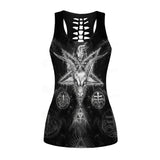 3D ALL OVER SATANIC Hollow Out Tank Top