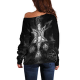 3D ALL OVER SATANIC Off Shoulder Sweaters