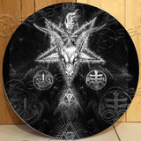 3D All Over Satanic and symbols Round Wooden Sign