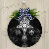 3D All Over Satanic and symbols Round Wooden Sign