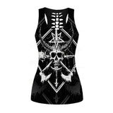 3D All Over Satanic Skull SDN-1002 Hollow Out Tank Top