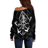 3D All Over Satanic Skull SDN-1002 Off Shoulder Sweaters