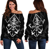 3D All Over Satanic Skull SDN-1002 Off Shoulder Sweaters